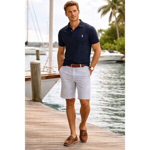 Polo Ralph Lauren Seersucker Shorts Mens 28 Blue White Stripe Suffield Fit